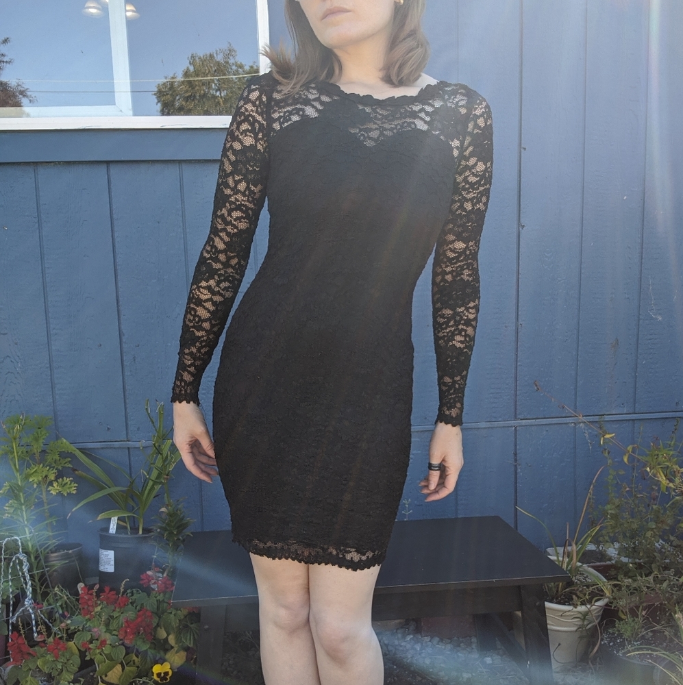 Vintage Scott McClintock black lace dress.